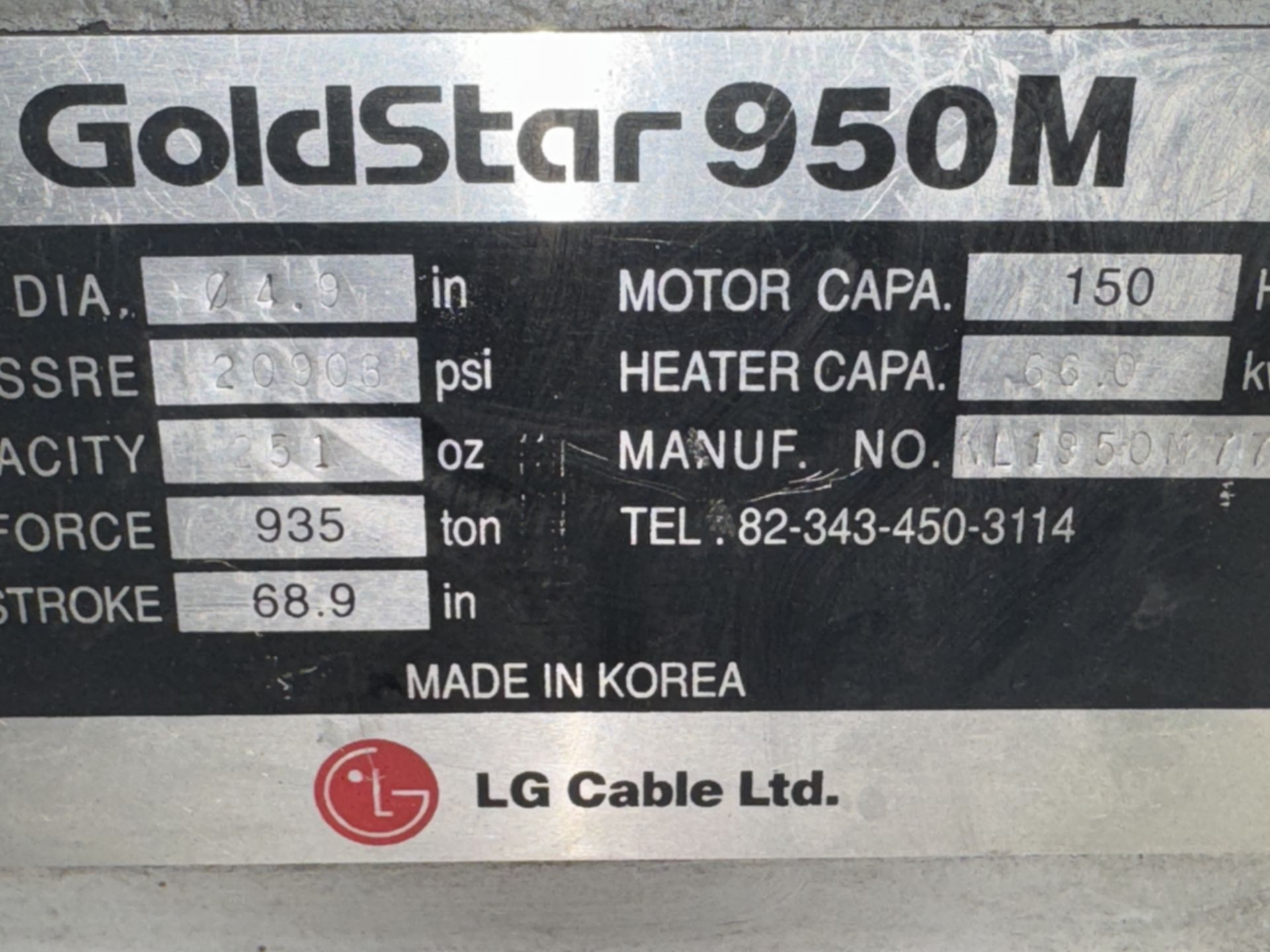 LG GOLD STAR 950M INJECTION MOLDER, 950-TON CAP. - Image 27 of 27