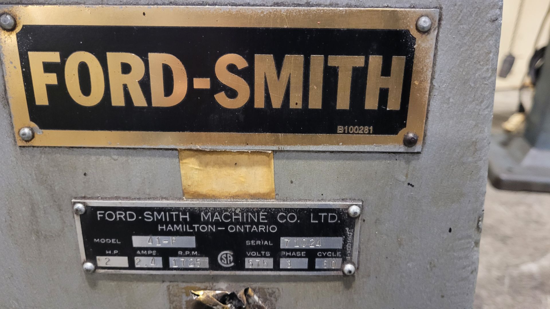 FORD-SMITH 41-P DUAL PEDESTAL GRINDER (RIGGING FEE $45) - Image 2 of 3