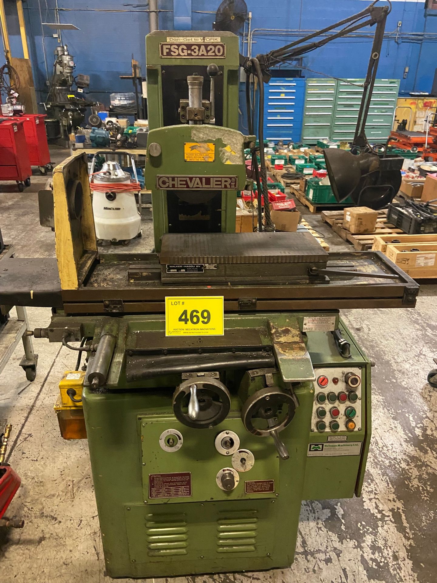 CHEVALIER FSG-3A20 SURFACE GRINDER C/W WALKER-HAGOU BV MODEL 20 MAGNET PLATE, S/N P218 (RIGGING