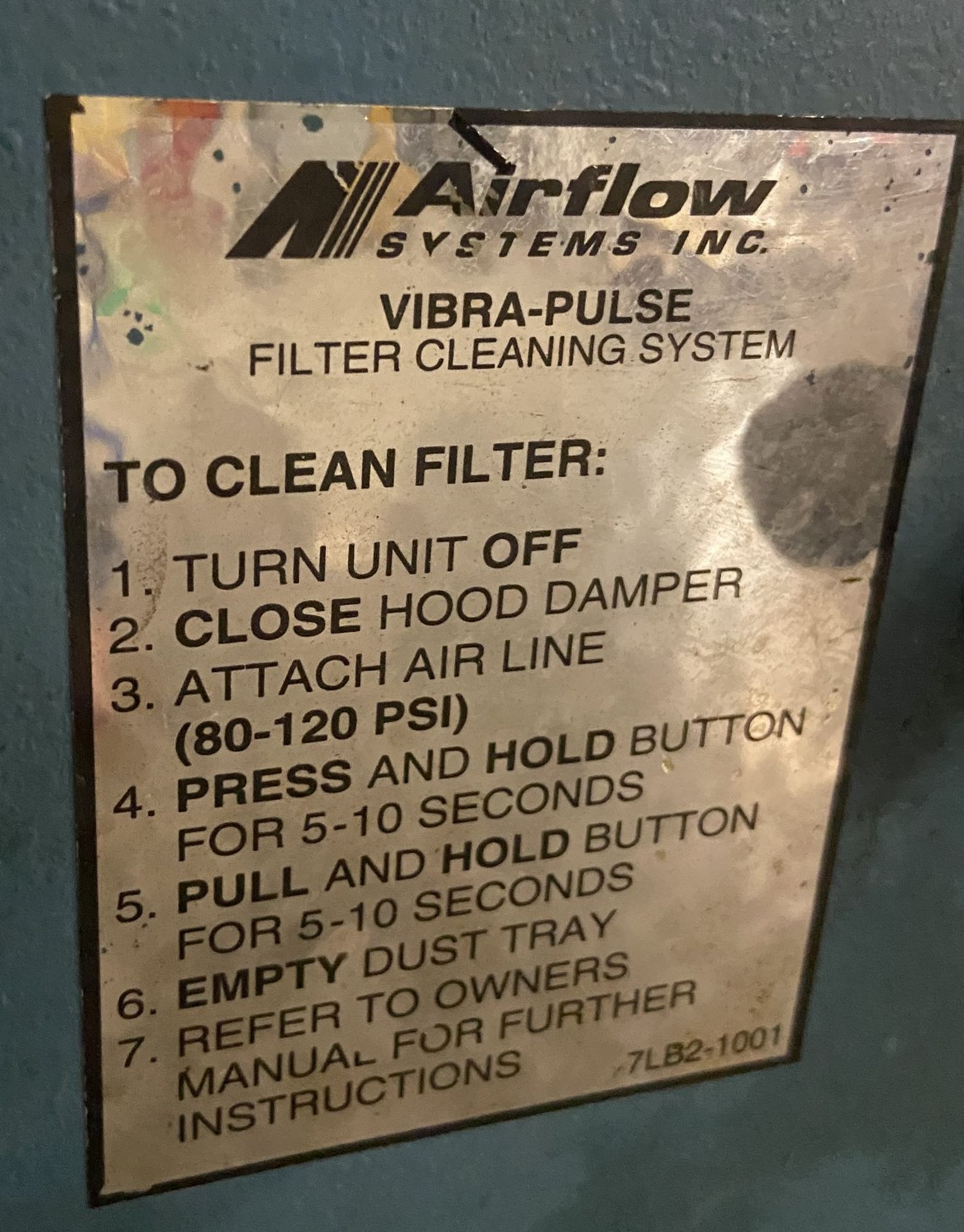 AIRFLOW VIBRA-PULSE FILTER CLEANING SYSTEM MOUNTED ON CASTORS (RIGGING FEE $50) - Image 2 of 5