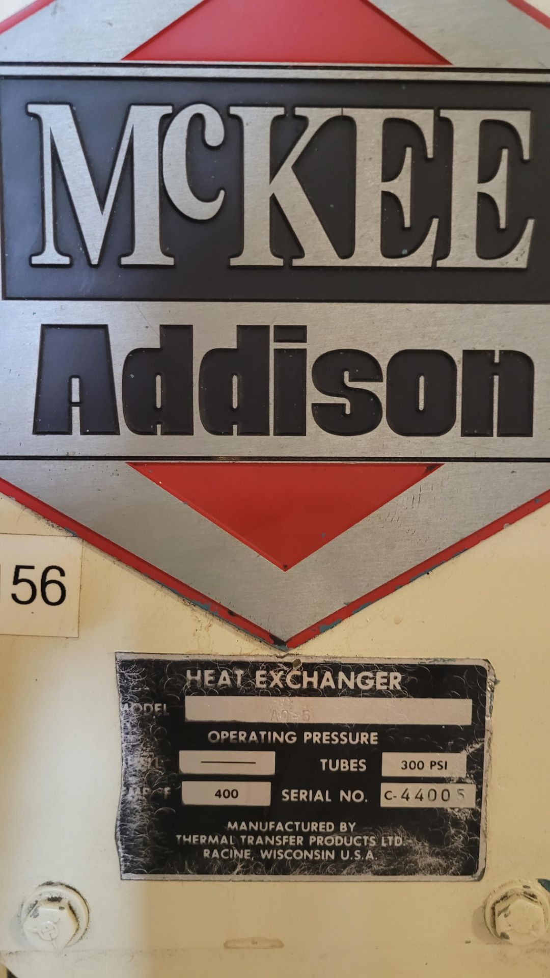 ADDISON MCKEE HEAT EXCHANGER MODEL A-05 (RIGGING FEE $45) - Image 3 of 3