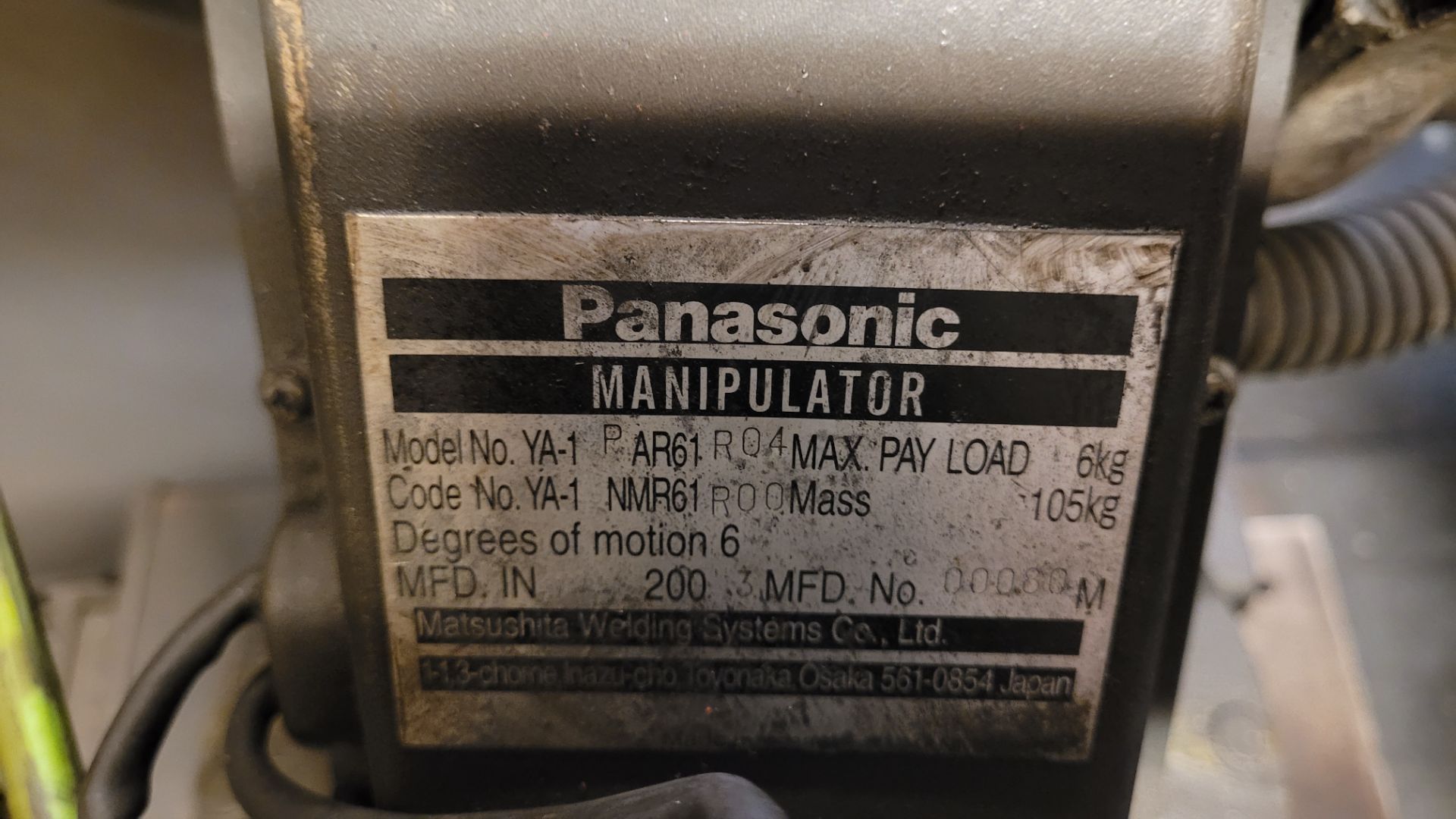 2004 PANASONIC VR-006 WELDING ROBOT, 6-AXIS, 6KG PAYLOAD, MODEL PA102S CONTROL PANEL, S/N J0484, - Image 5 of 13