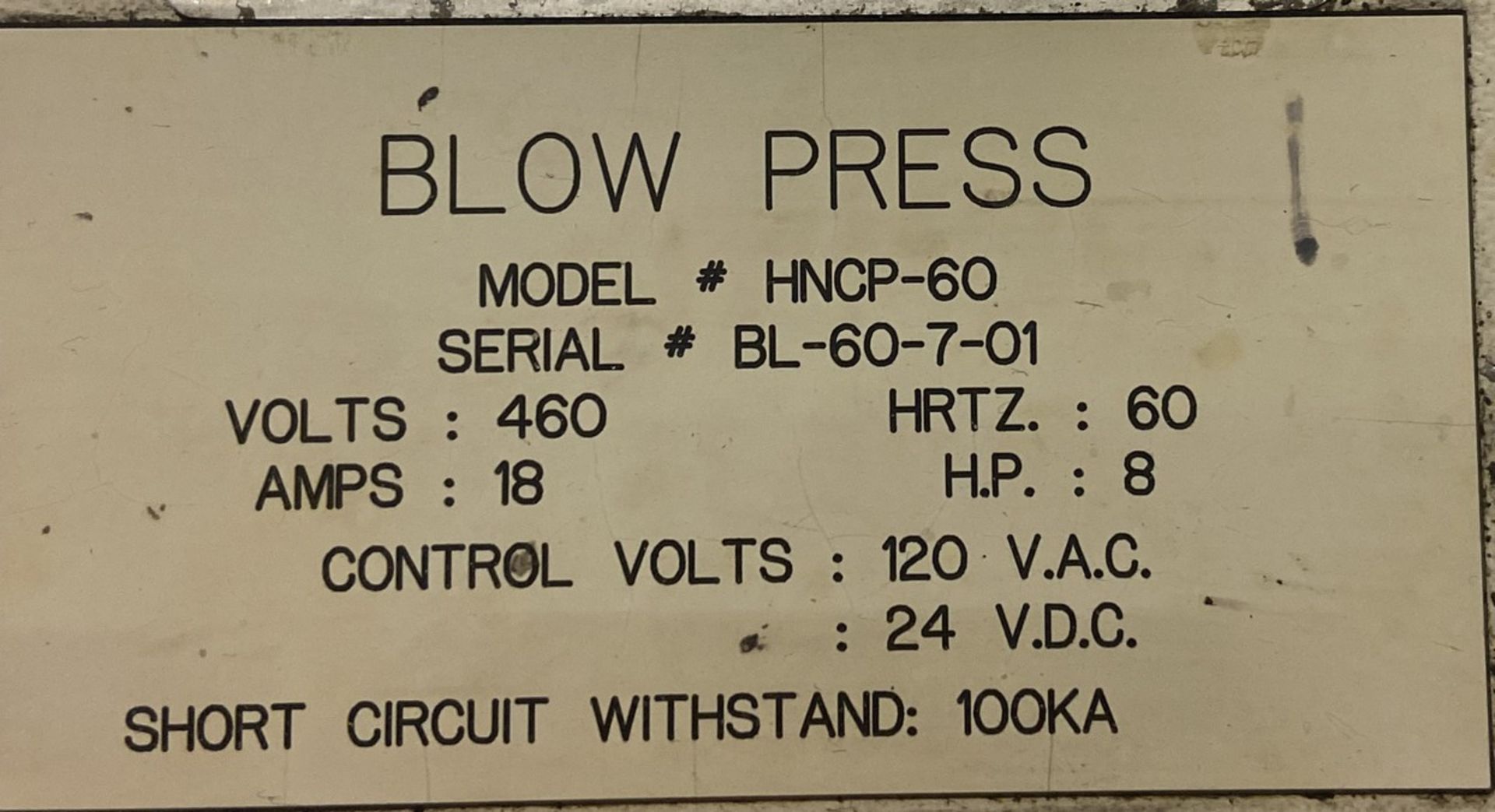 BLOW HNCP-60 OBI PUNCH PRESS, 60 TON CAPACITY, 3.94" STROKE, 19.68" X 33.07" BED, 80-120 STROKES/ - Image 9 of 14