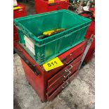GREY 5 DRAWER TOOL CHEST ON CASTORS C/W BOX OF CLAMPS