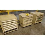 LOT OF (3) STEEL MULTI DRAWER STORAGE CABINETS C/W CONTENTS
