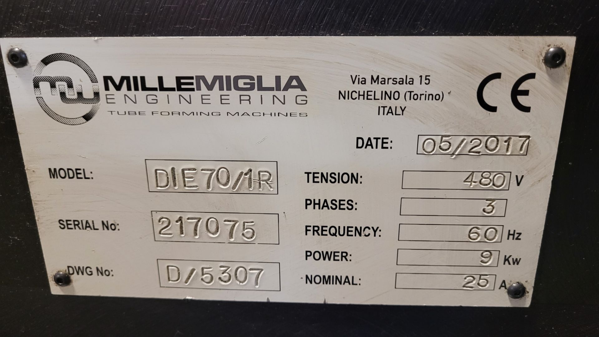 2017 MW MILLEMIGLIA ENGINEERING TUBE END FORMING MACHINE MODEL DIE70/1ROT 1" TO 2.25" CAP. SIEMENS - Image 4 of 10