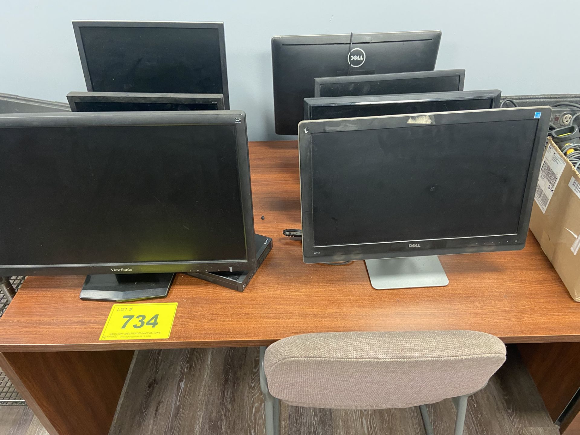 LOT OF ASST. MONITORS, DESK AND CHAIR