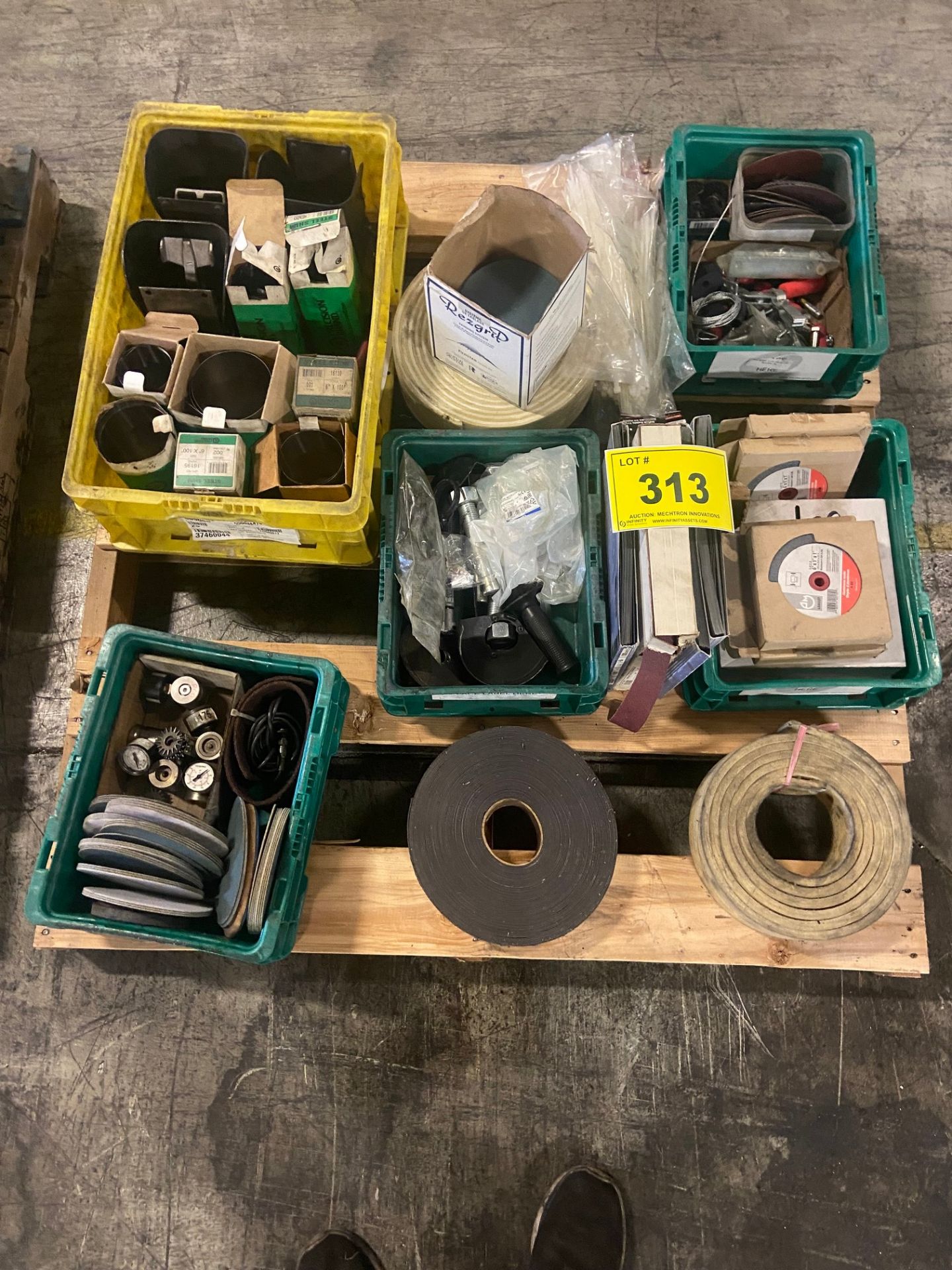 PALLET OF SHIMES & GRINDING WHEELS