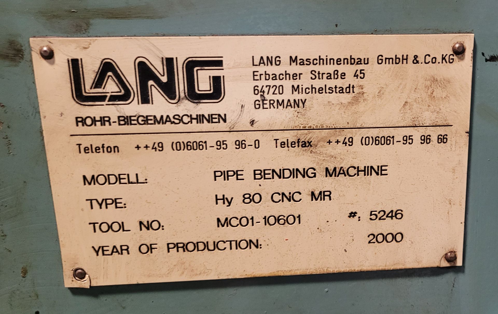LANG HYDRAULIC TUBE BENDER MODEL HY 80 CNC MR (AS-IS & READY FOR REBUILDING) C/W ASST PARTS, DIES, - Image 13 of 13