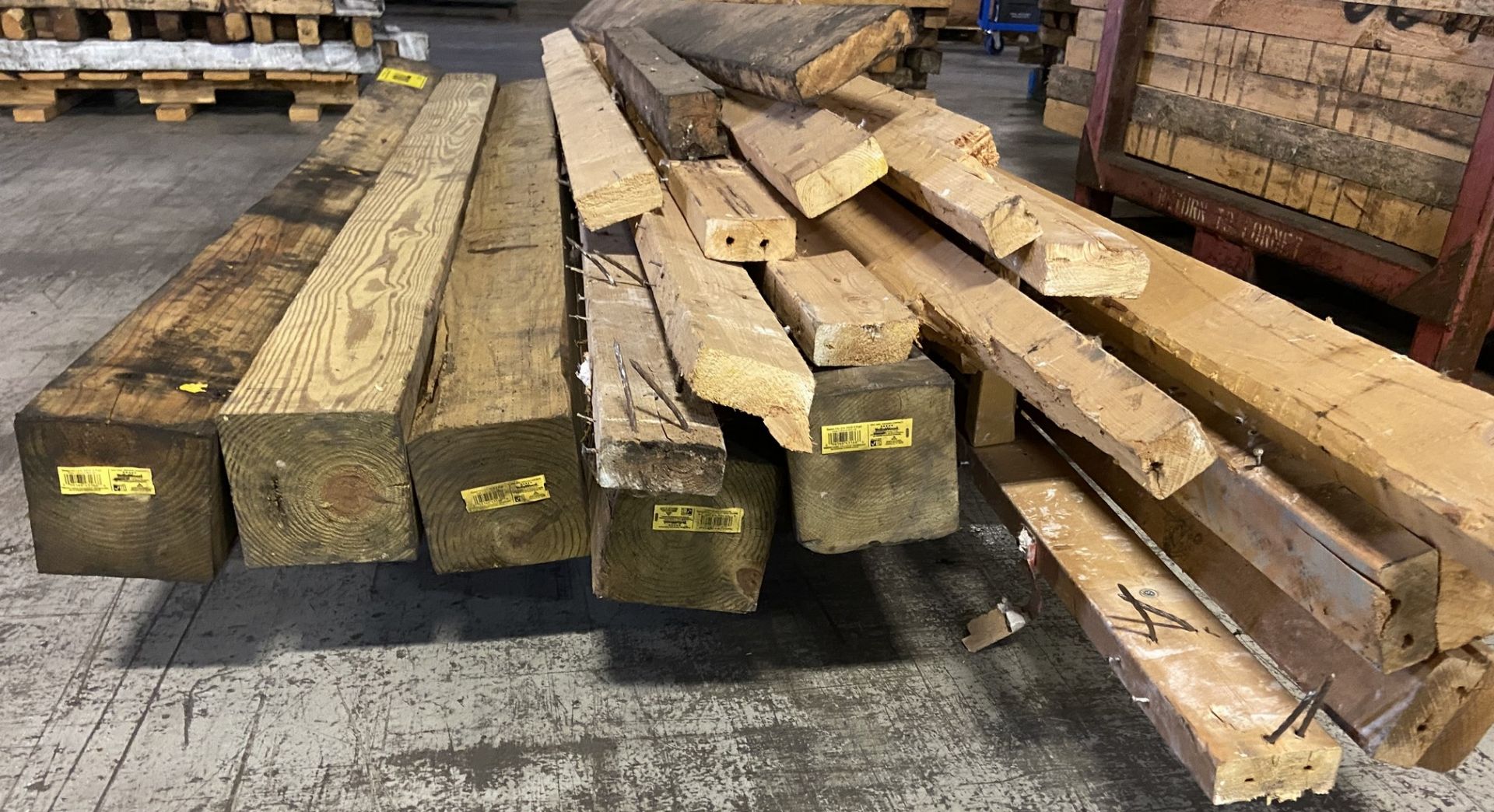 PALLET OF ASSORTED LUMBER & (5) 6" X 6" X 8' TIMBERS - Image 5 of 5