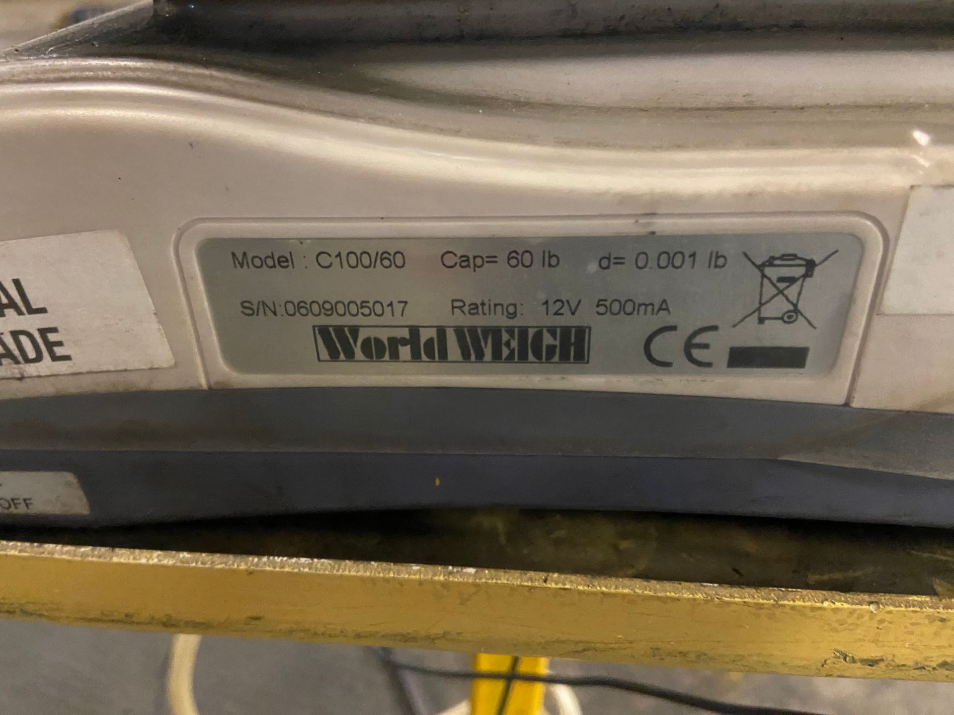 WORLD WEIGH 5,000 LBS FLOOR PLATFORM SCALE C/W WORLD WEIGH C-100/60 DIGITAL READ-OUT SCALE, S/N: - Image 6 of 6