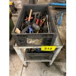 ASSORTED TOOLS & TABLE ON CASTORS