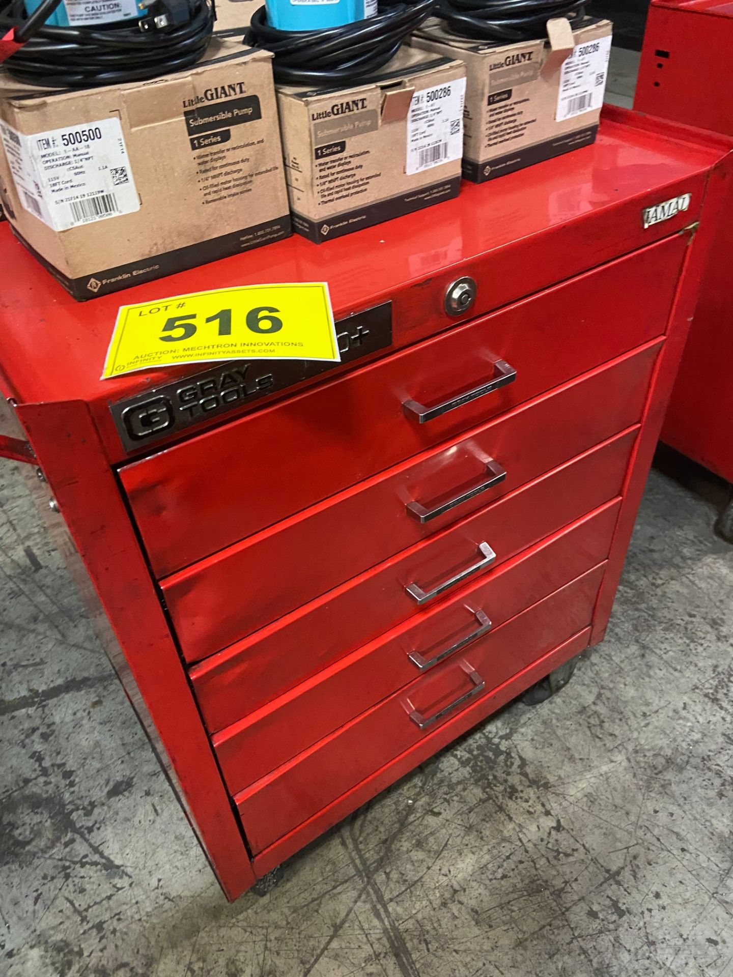 GREY 5 DRAWER TOOL CHEST ON CASTORS