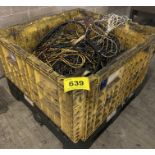 FOLDING BIN C/W ASSORTED EXTENSION CORDS & TEC CABLE