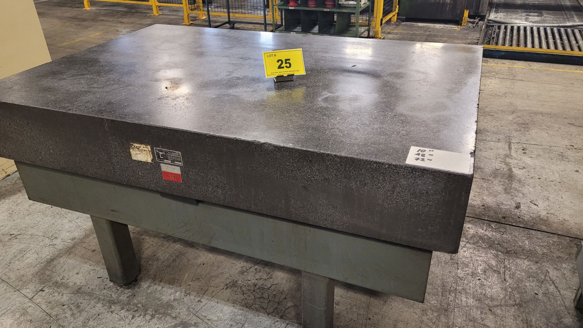 TRU-STONE CORPORATION APPROX. 10" X 48" X 72" GRANITE SURFACE PLATE ON STAND (RIGGING FEE $45)