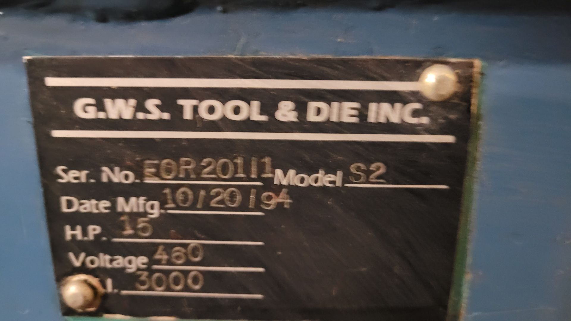 GSW TOOL & DIE MODEL S2 TUBE ENDFORMER S/N EOR211 (RIGGING FEE $50) - Image 5 of 5