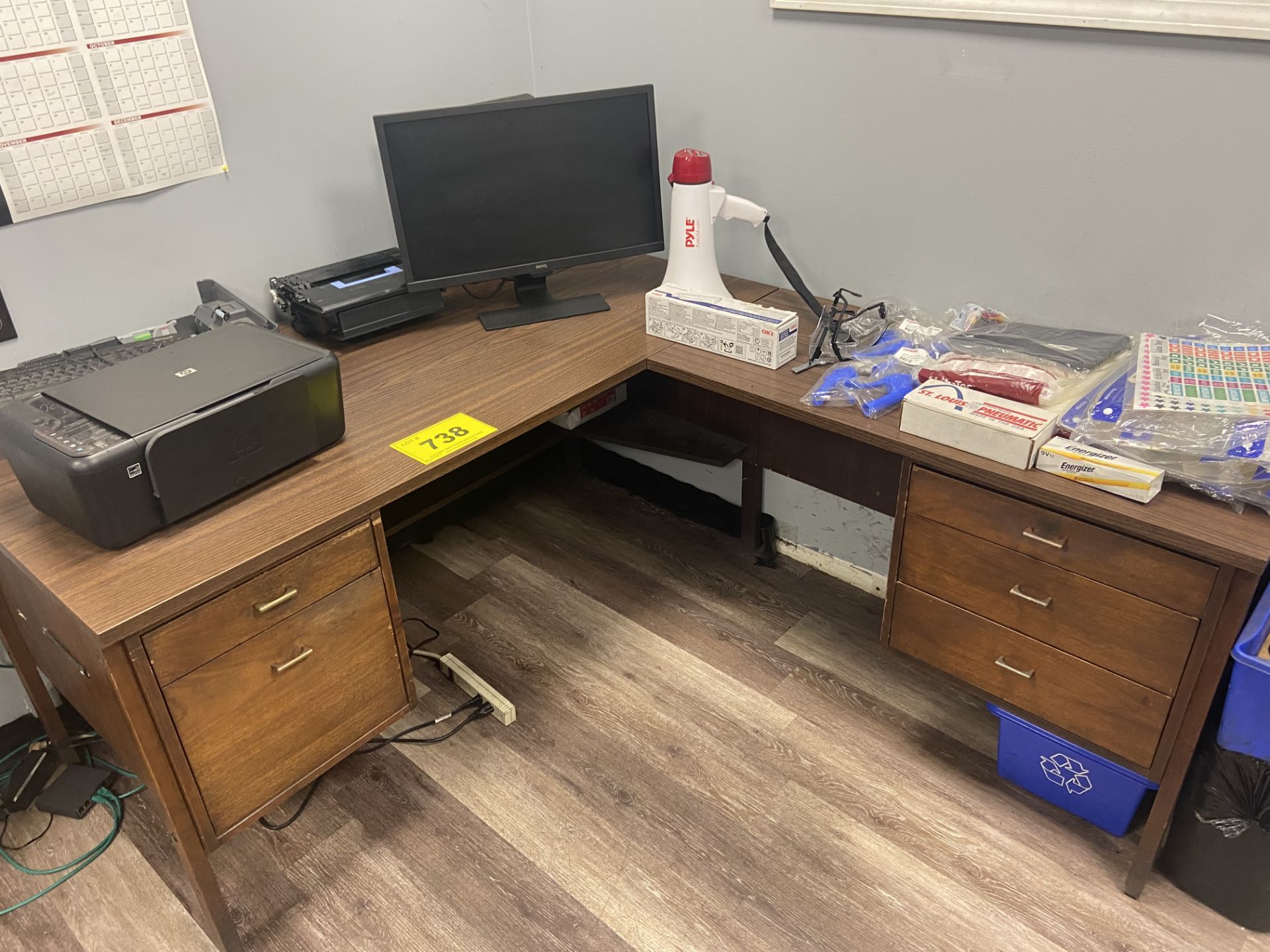 L-SHAPED DESK W/ (3) PRINTERS