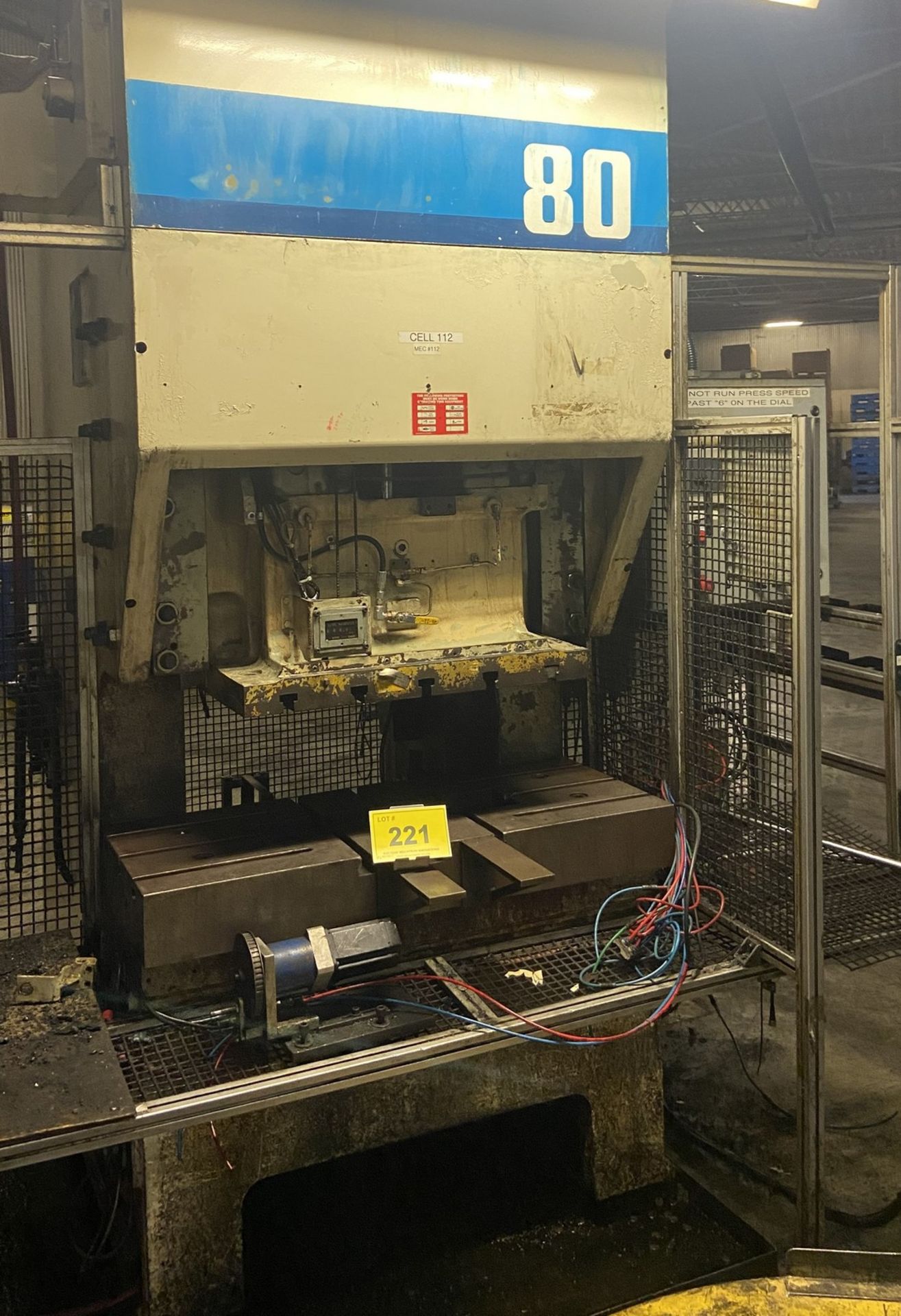 KOMATSU OBP80 PUNCH PRESS, 30-160SPM, 80 TON, 3.5" SLIDE STROKE, 3.7" DIE HEIGHT, ROTATOR UNIT, S/N: