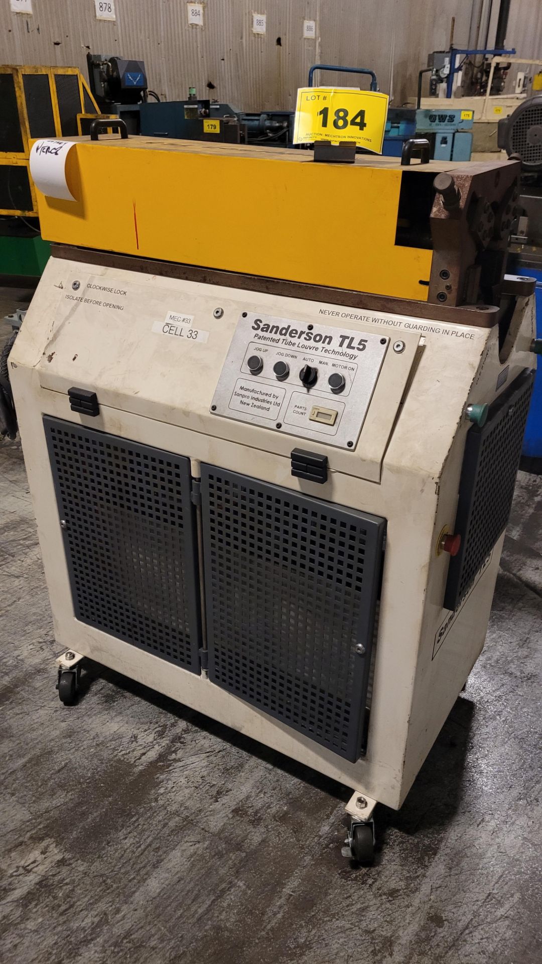 SANDERSON MOCEL TL5 AUTOMATIC TUBE LOUVERING MACHINE (RIGGING FEE $50)