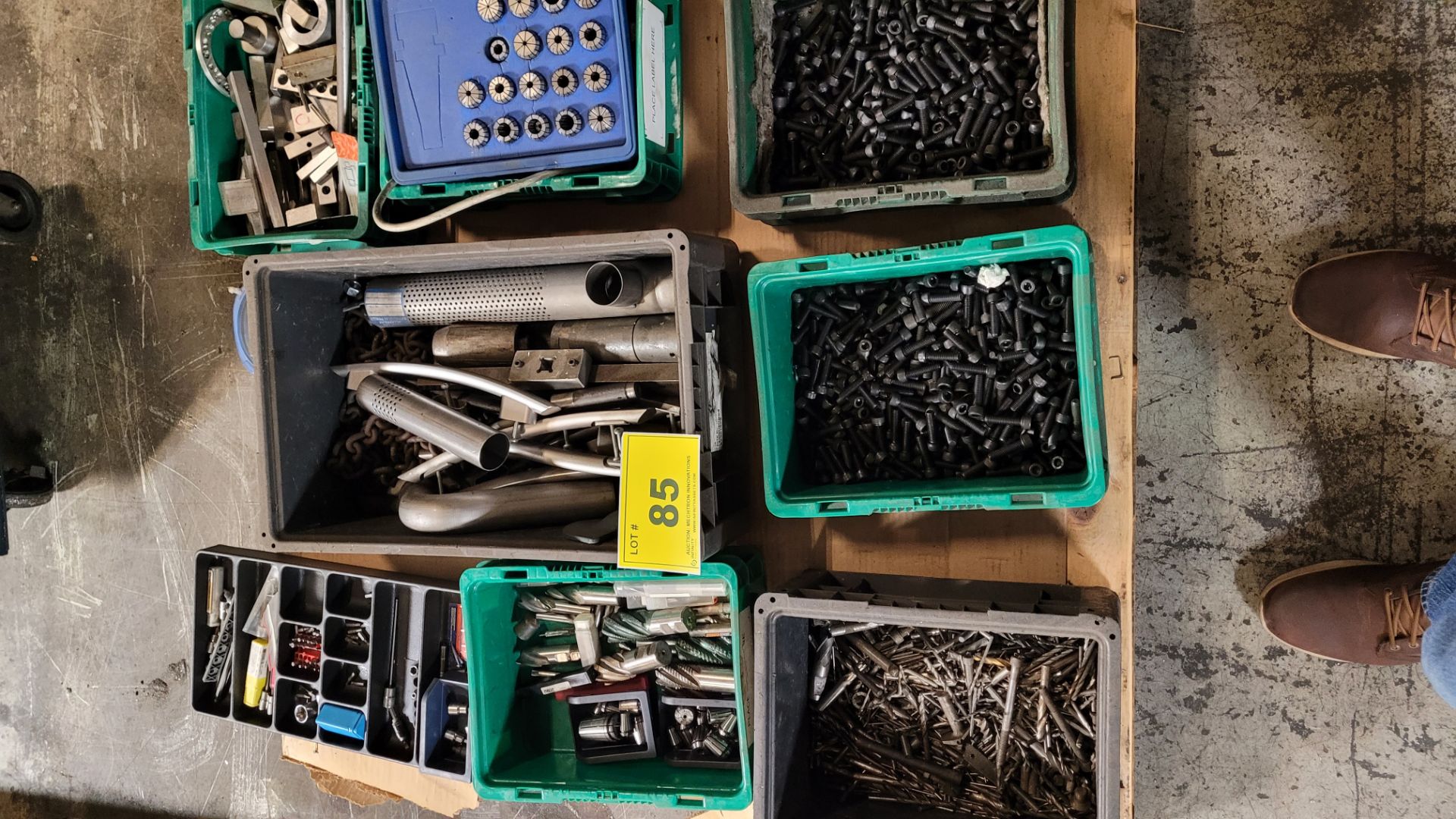 LOT OF ASST. HARDWARE, DRILL BITS, FIXTURES, TOOLING, COLLETS, ETC.
