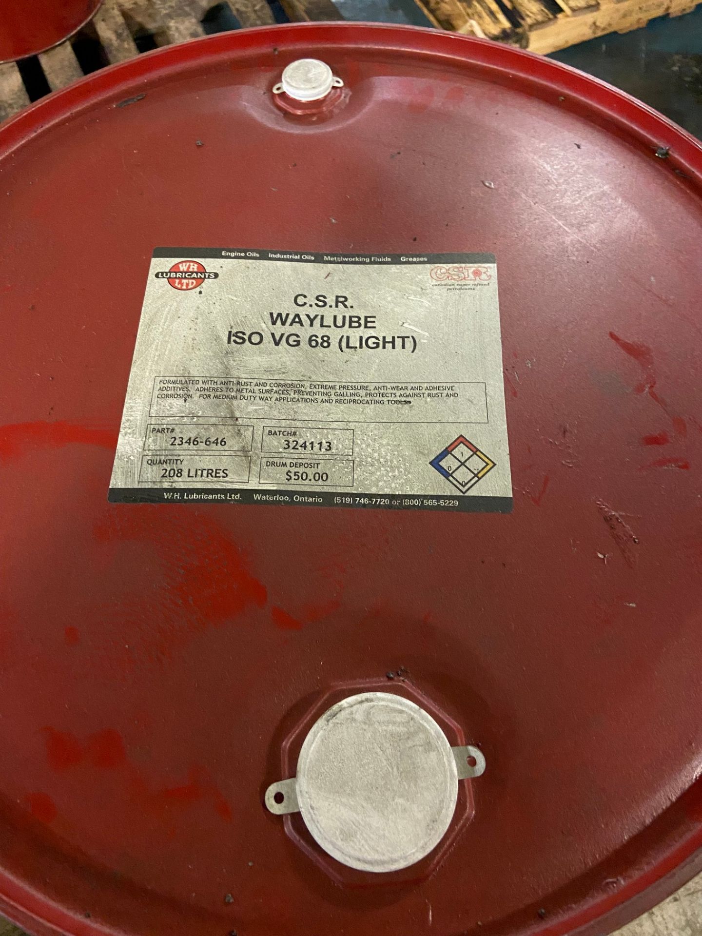 45 GALLON DRUM OF C.S.R. WYLUBE ISO VG65 (LIGHT) LUBRICANT - Image 2 of 2