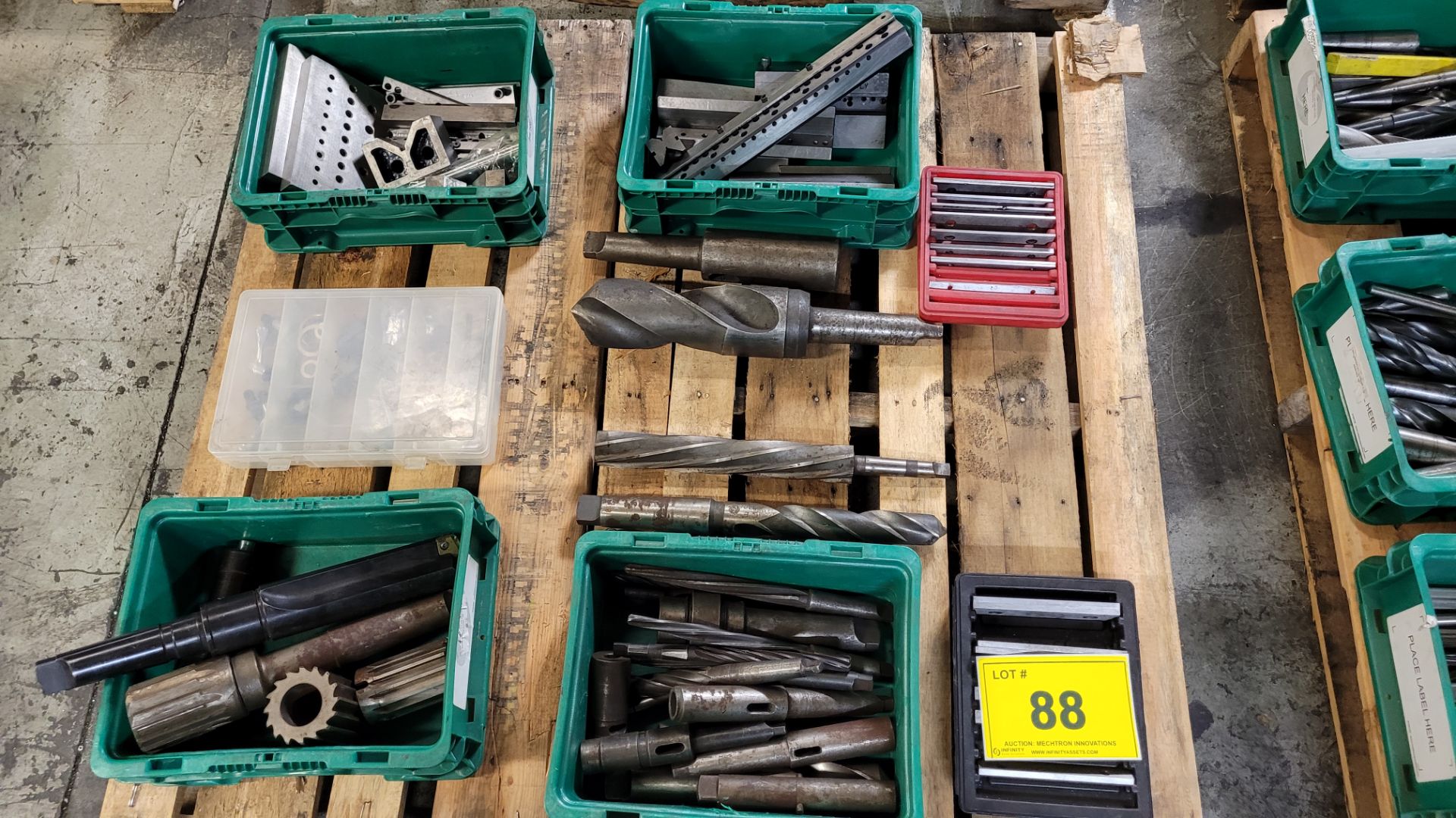 LOT OF ASST. DRILL BITS, REAMERS, SLEEVES, PARALLELS, SETUP BLOCKS, ETC.