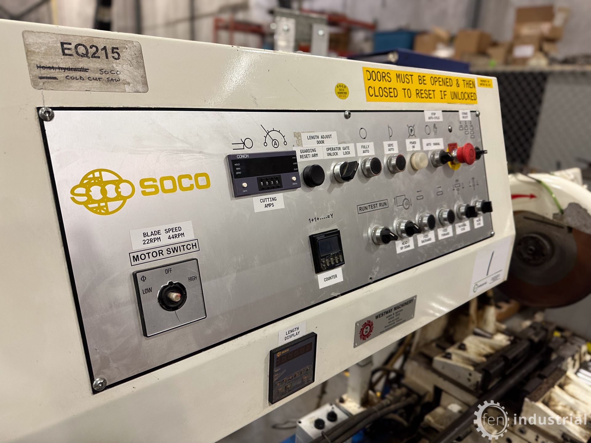 2013 SOCO MC-350FA-DR FULLY AUTOMATIC COLD SAW, 3HP, 3,500 RPM, S/N 1112MC350D053 W/ ROLLER CONVEYOR - Bild 25 aus 61