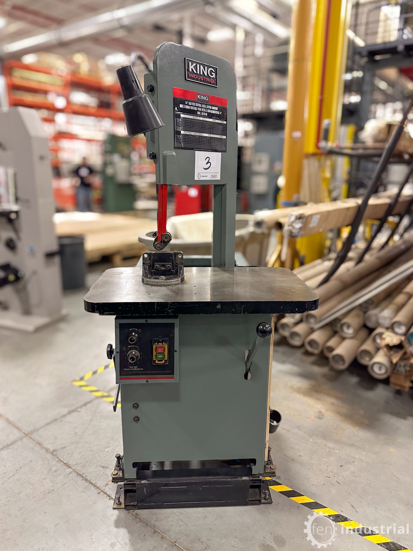 2011 KING INDUSTRIAL KC-914H 14” SELF-FEED / ROLL-IN VERTICAL METAL CUTTING BANDSAW, 1,725 RPM, - Image 7 of 27