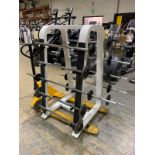 BARBELL RACK W/ BARBELLS FROM 20-40LBS