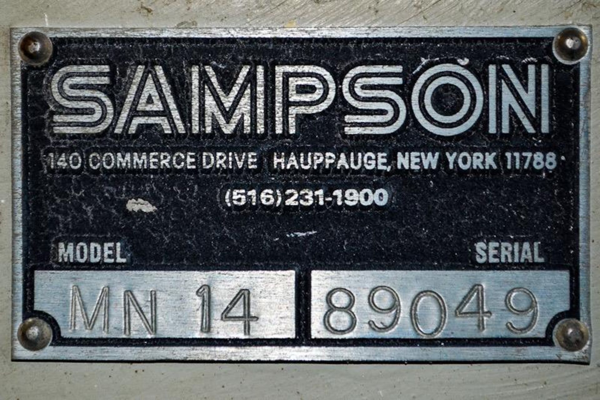SAMPSON MN 14 14” DOUBLE MITER SAW, 5.75” X 31.5” X 35”H TABLE SIZE, CUTTING CAP. 7”H X 1”W AT MAX - Bild 6 aus 6