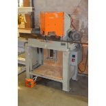 SAMPSON MN 14 14” DOUBLE MITER SAW, 5.75” X 31.5” X 35”H TABLE SIZE, CUTTING CAP. 7”H X 1”W AT MAX