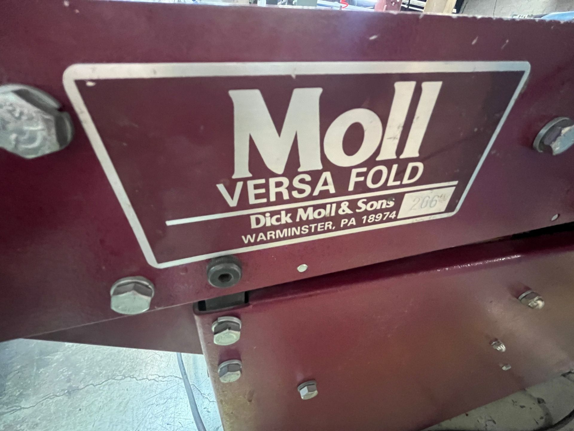 MOLL VERSAFOLD MODEL 266, 30"W X 102"L, VARIABLE SPEED CONTROL (SUBJECT TO BULK BID LOT 32) (RIGGING - Image 3 of 4