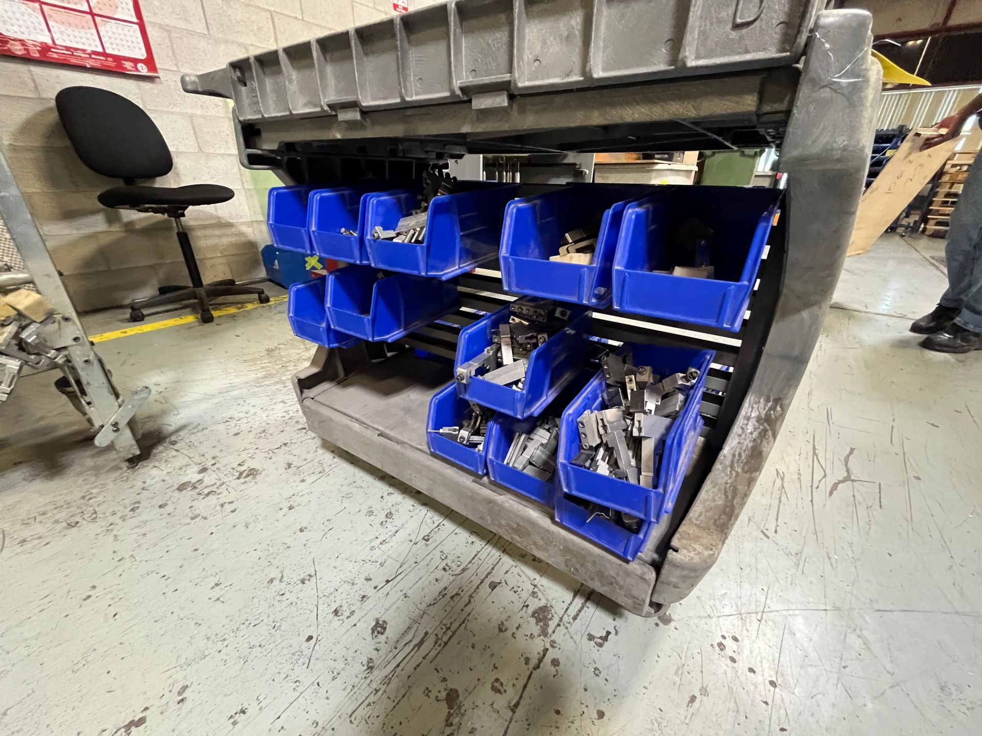 ULINE H-1495 MOBILE WORKSTATION W/ BLUE BINS AND PINS - Image 2 of 3