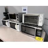 LOT OF (3) MICROWAVES, (2) TOASTER OVENS, COFFEE MAKER