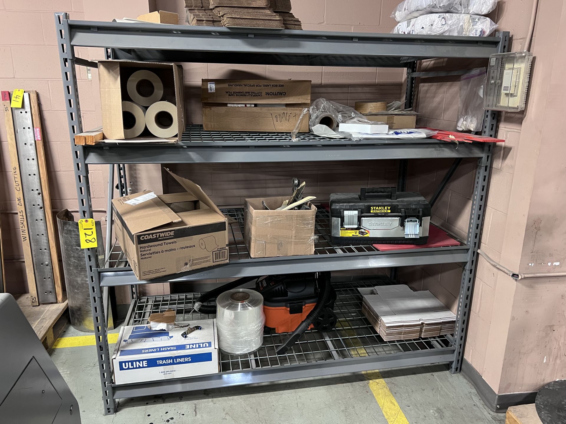 4-LEVEL SHELVING UNIT W/ CAGE INSERT SHELVING, APPROX. 3'D X 6'W (NO CONTENTS)