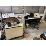 LOT OF (2) DESKS, SHIPPING CABINET, CHAIR, FILE CABINET