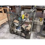 WIRE CAGE TOTE W/ WIRE SPOOLS, ETC.