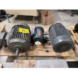 LOT OF (3) MOTORS ON PALLET, TOSHIBA 3HP, IZ FRAYSAVER 3.0HP, RELIANCE ELECTRIC 1/2HP