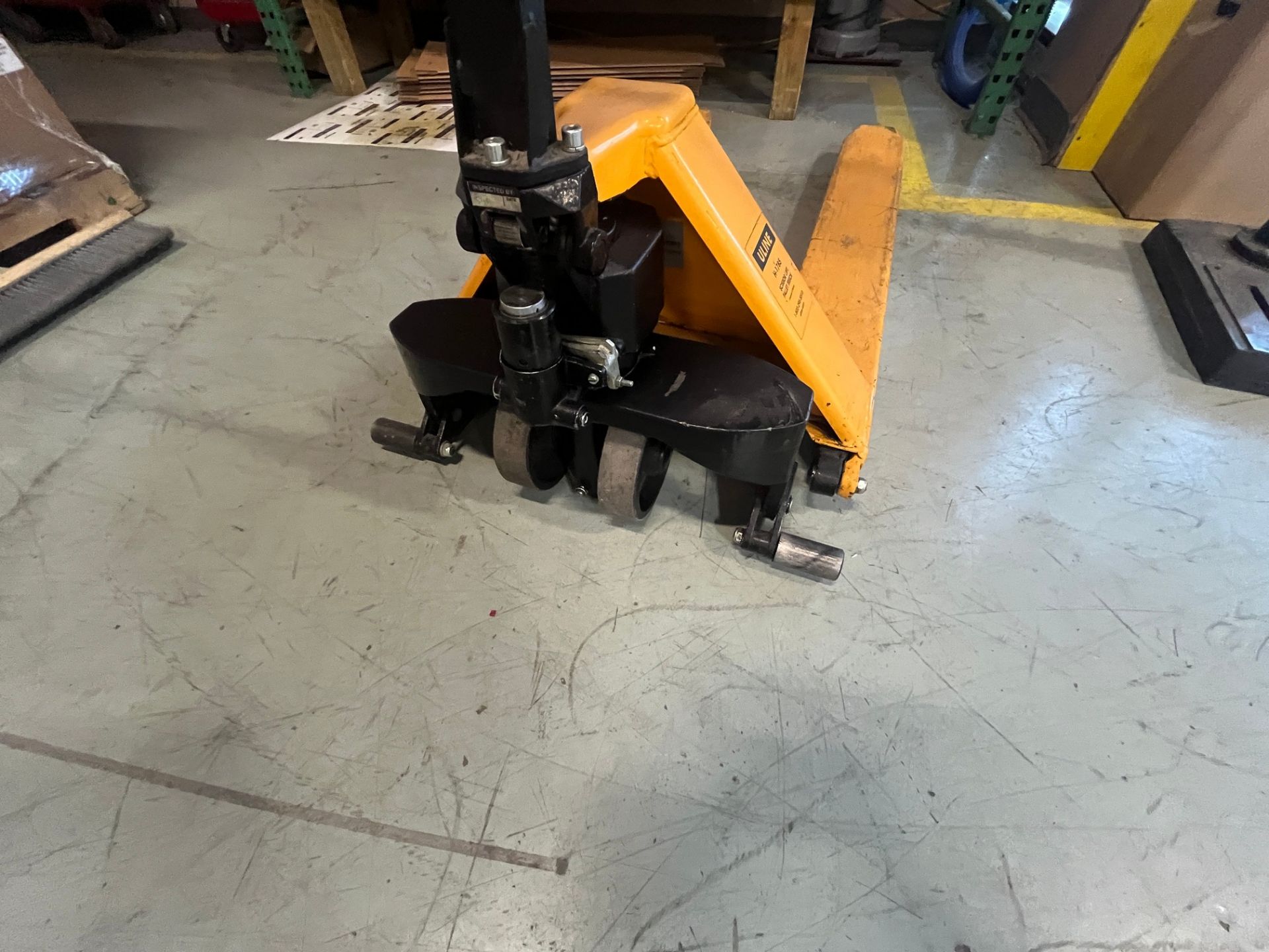 ULINE H-1785 2,200LB WIDE FORK SCISSOR LIFT PALLET JACK - Image 2 of 2