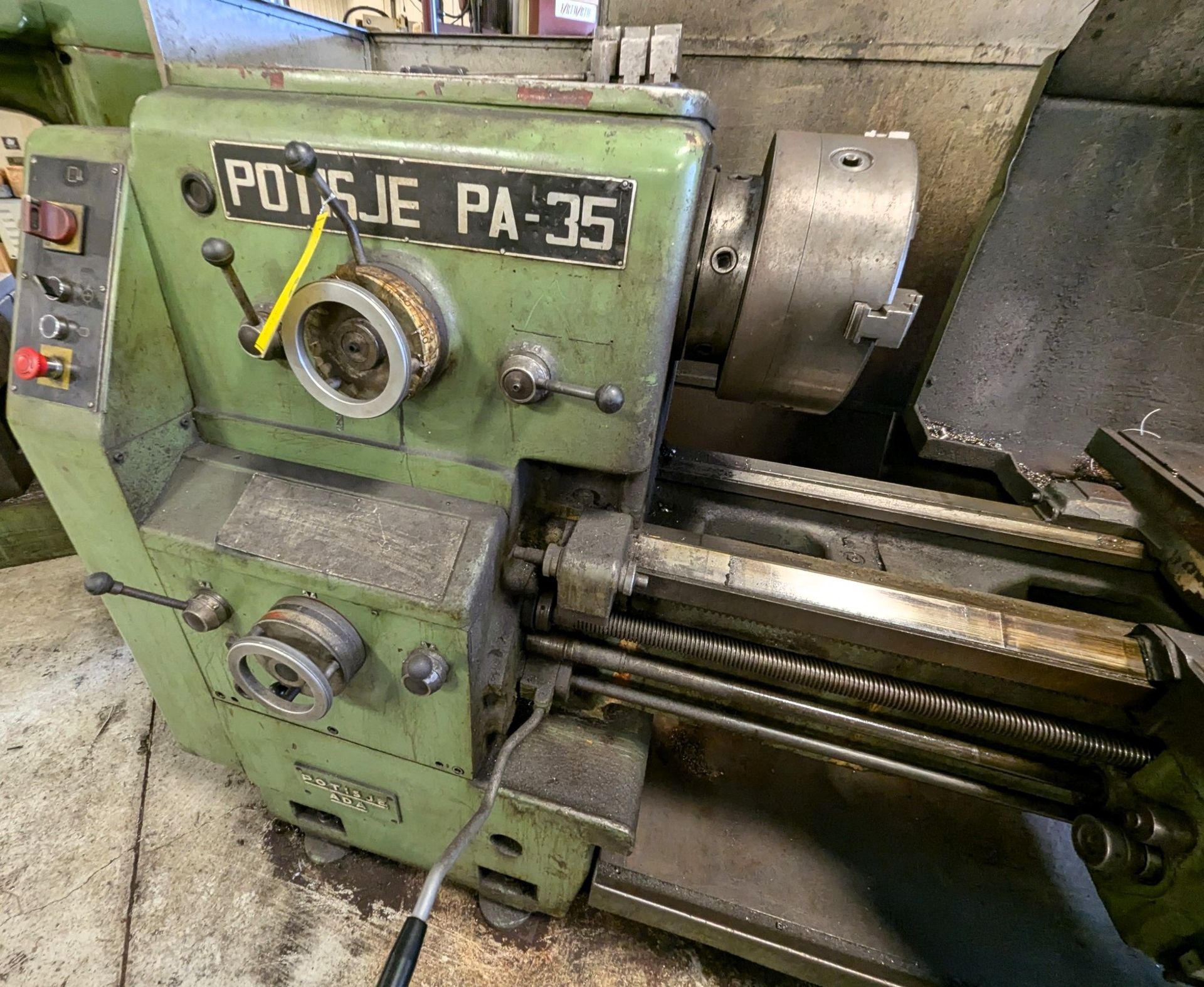 POTISJE PA-35 ENGINE LATHE, HEIDENHAIN 2-AXIS DRO, 12" 3-JAW CHUCK, 28" SWING, 120" BED, 3.5" - Image 3 of 13