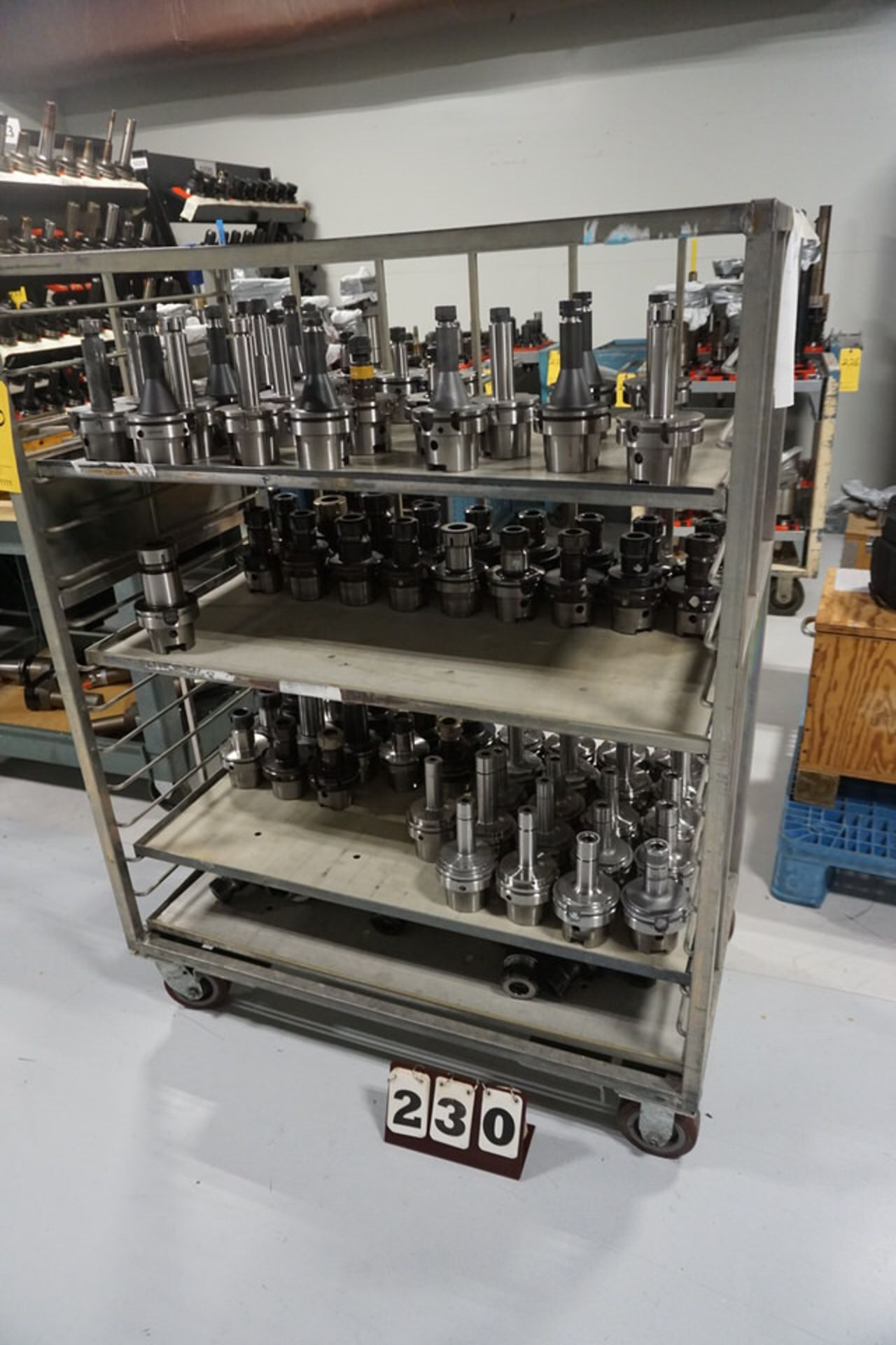 (2) Portable Material Racks, (1) w/ Approx 100 Assort Size Toolholders