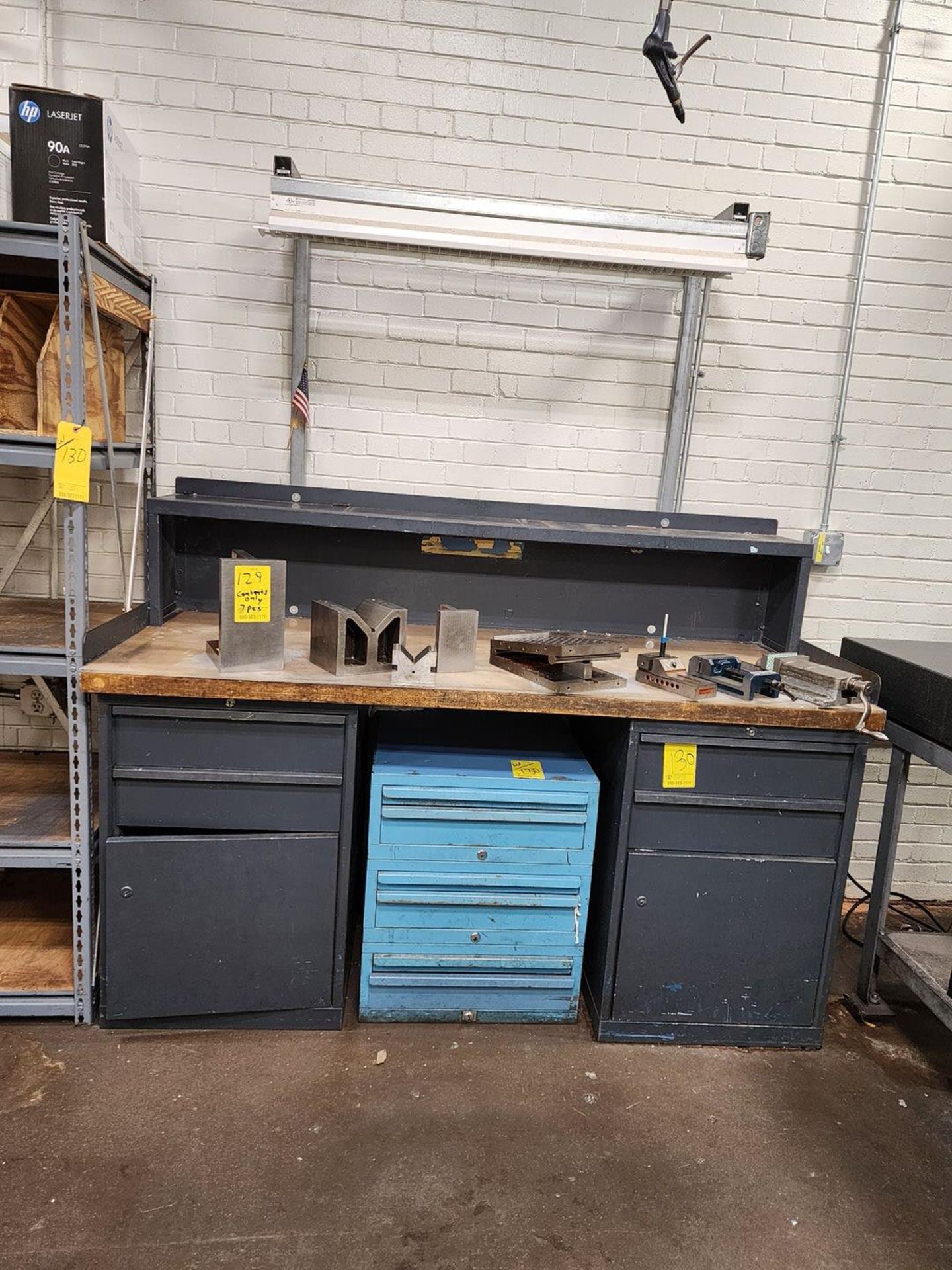 Work Station W/ Matl. Rack & Modular Cabinet (Location: Machine Room) - Image 2 of 7