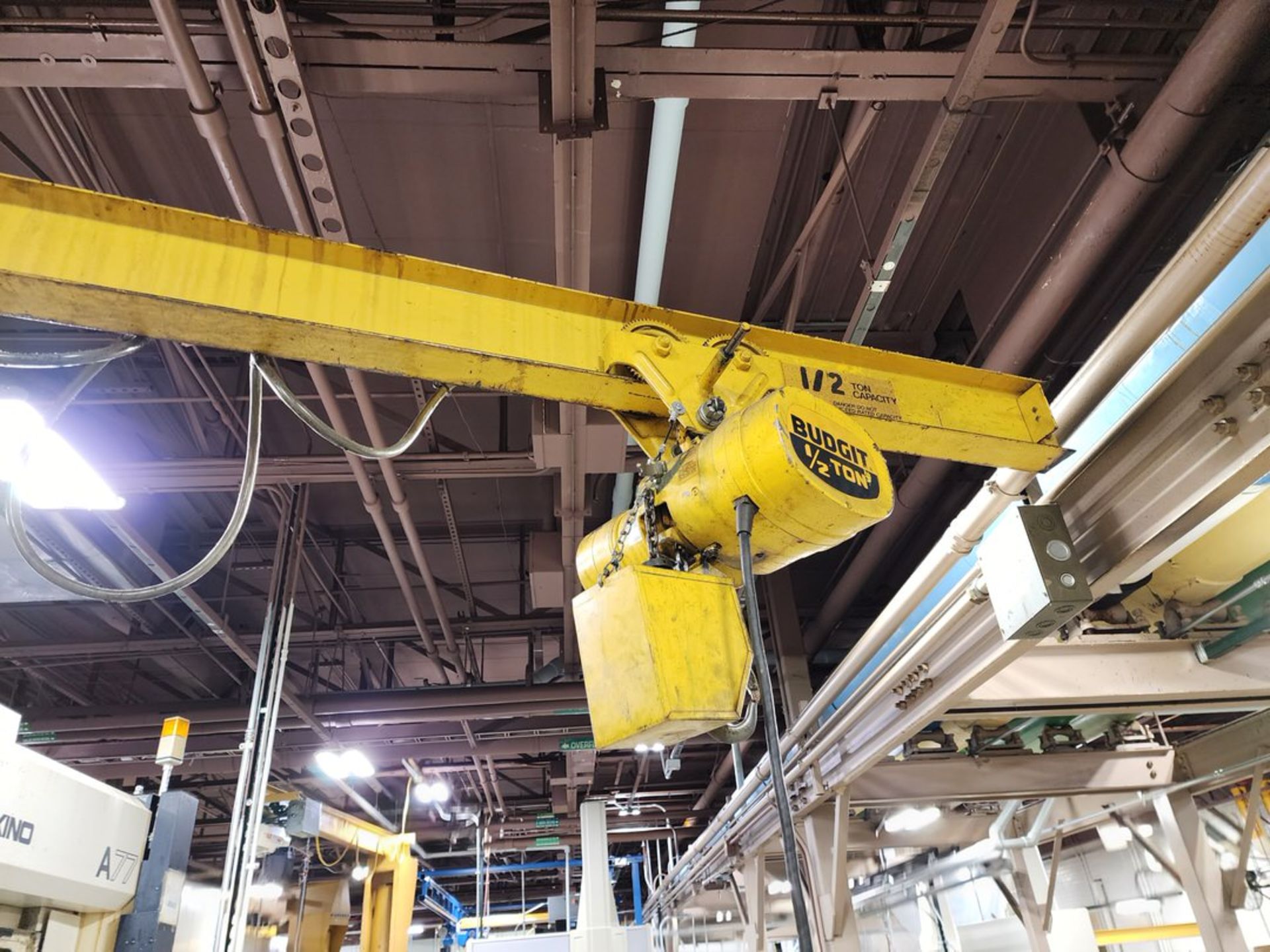 Budgit 1/2 Ton Jib Crane W/ Hoist 8'Arm, 9-1/2'H Appr. (Location: Machine Room) - Image 3 of 7