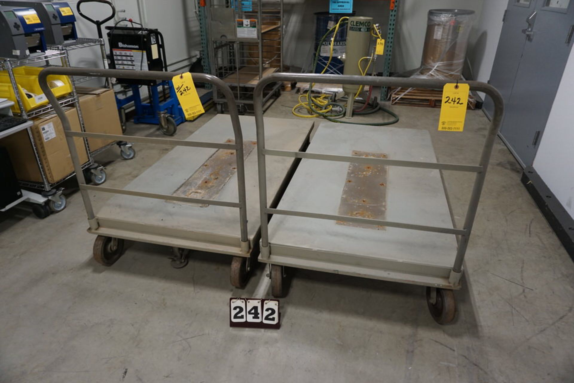 (2) Steel Deck Platform Carts, 3' x 6'