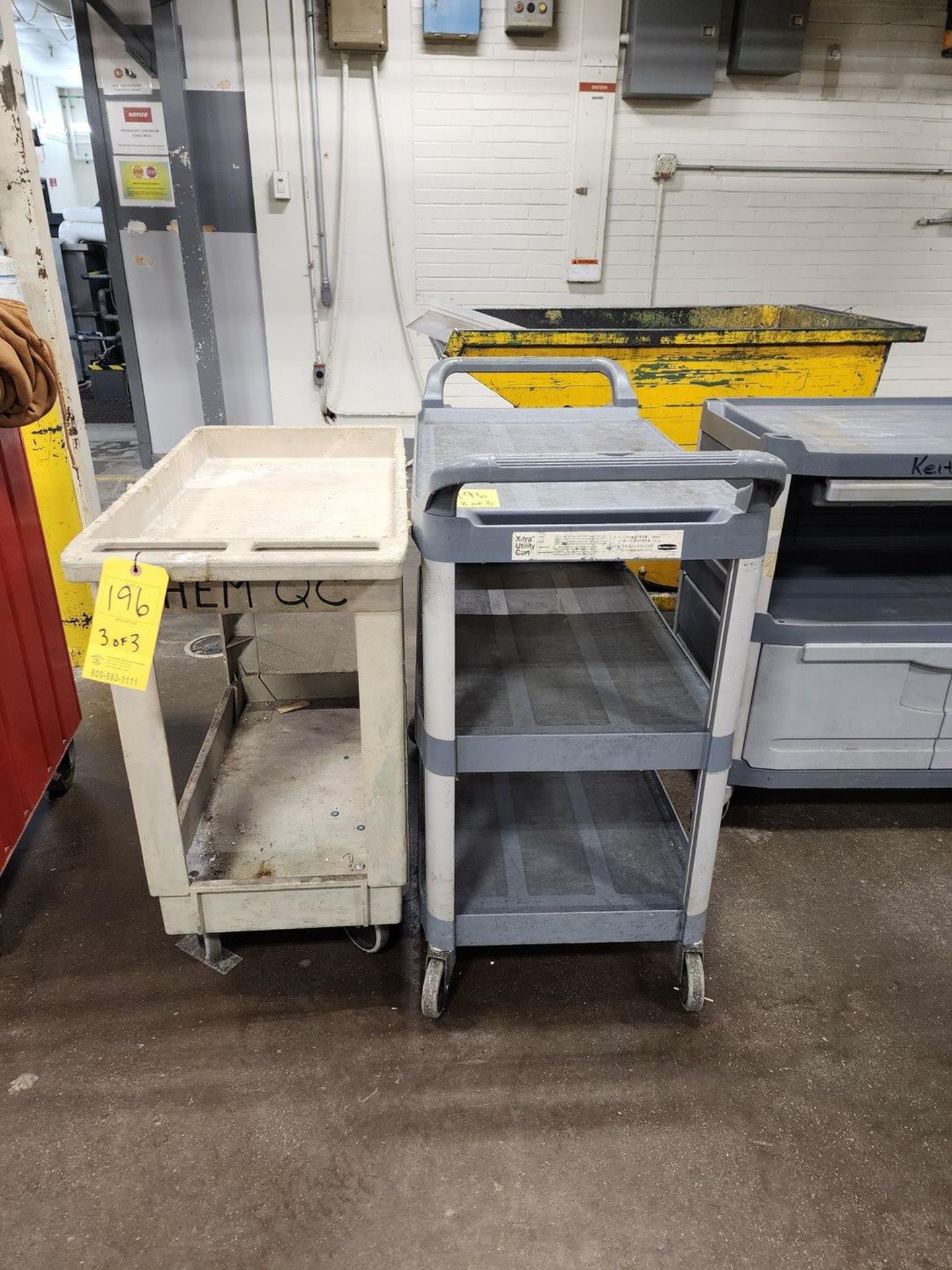 (3) Rolling Material Carts (Location: Chem Shop Area) - Image 2 of 5