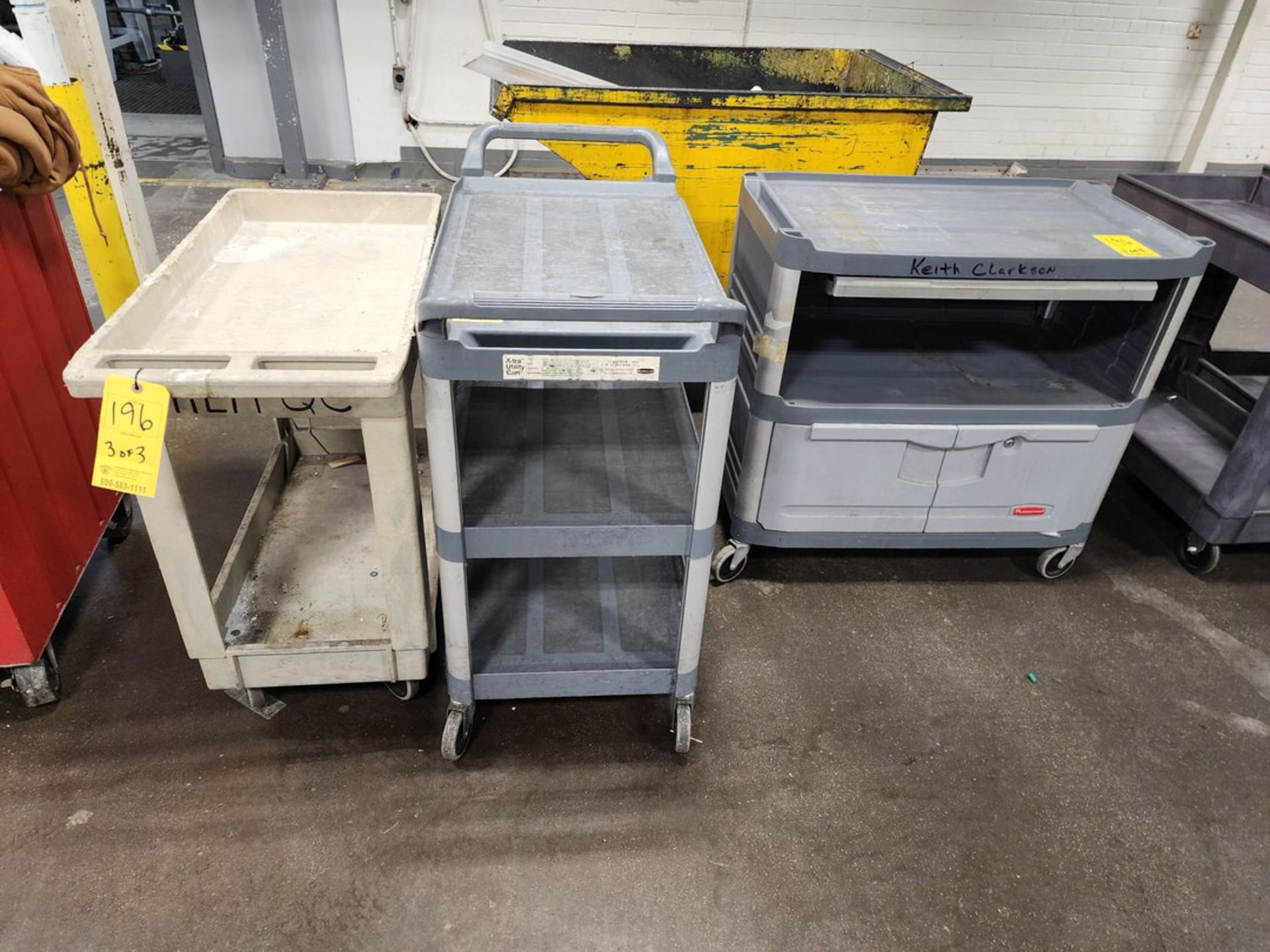 (3) Rolling Material Carts (Location: Chem Shop Area)