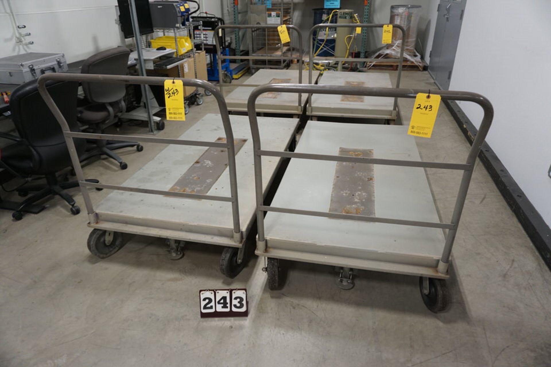 (2) Steel Deck Platform Carts, 3' x 6'