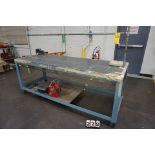 Steel Work Table w/ 6" Vise, Air Hose Reel, 34" x 96" on Casters