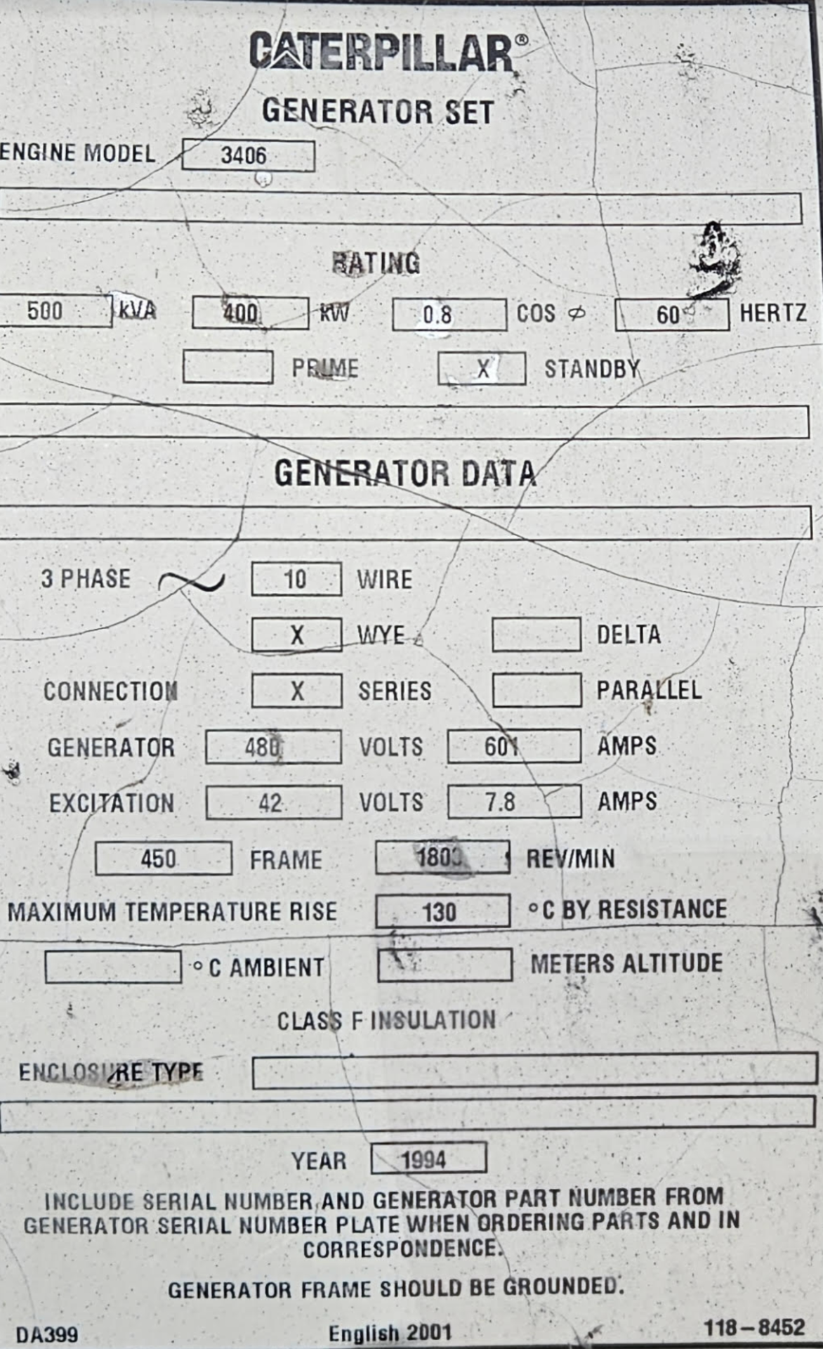 Caterpillar SR4 Generator, Engine Model: 3406 (LOCATION: Burleson, TX) - Image 6 of 6