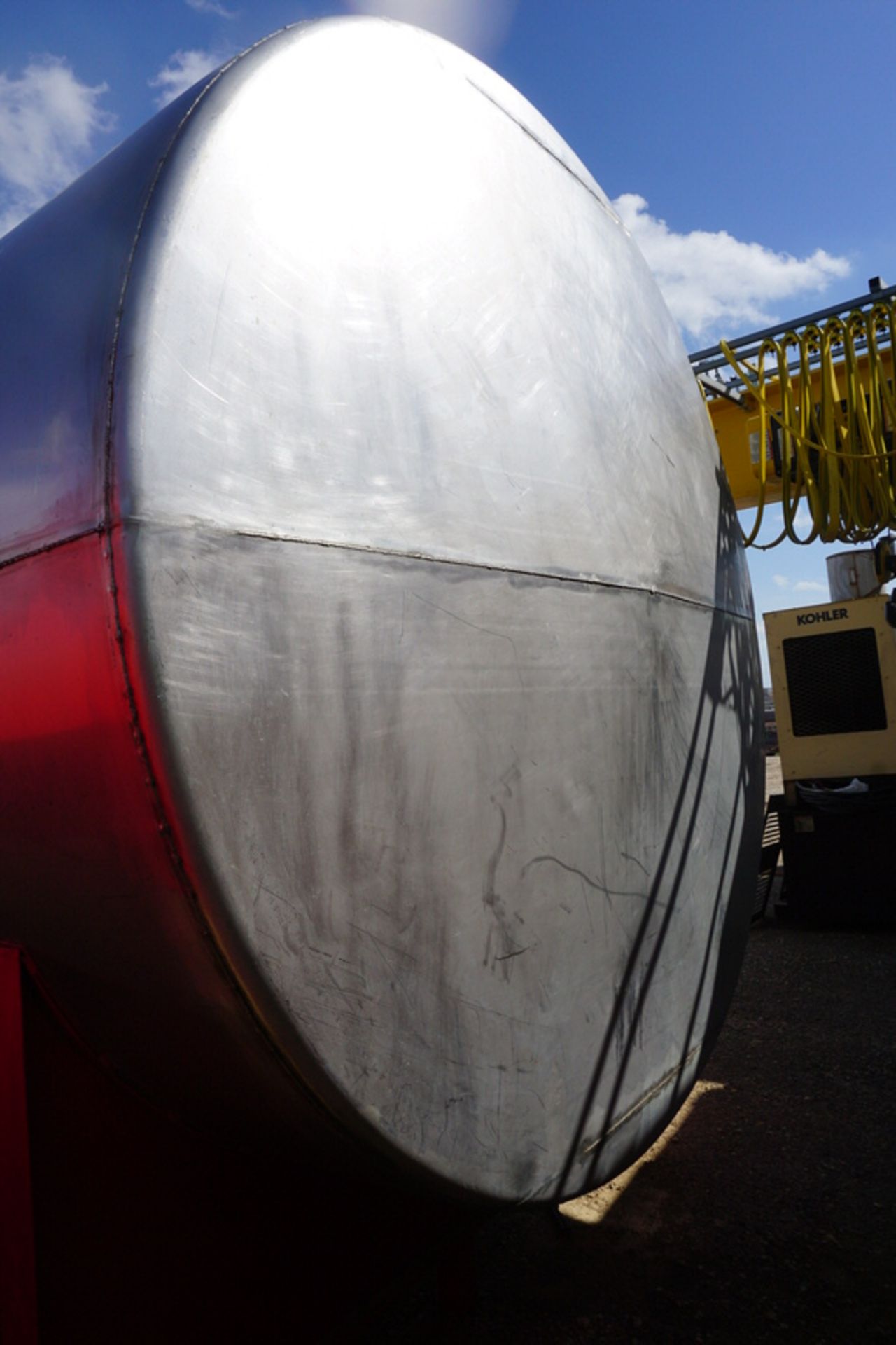 Stainless Steel Storage Tank w/ Stand, Approx 8' Dia x 15' lg x 10' Tall (LOCATION: ROME, TX) - Image 2 of 5